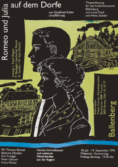 Plakat zum Stück Romeo und Julia auf dem Dorfe